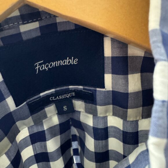 Façonnable Blue & White Checkered Long Sleeve Button Down Small (Fits Like Med) - Picture 3 of 3